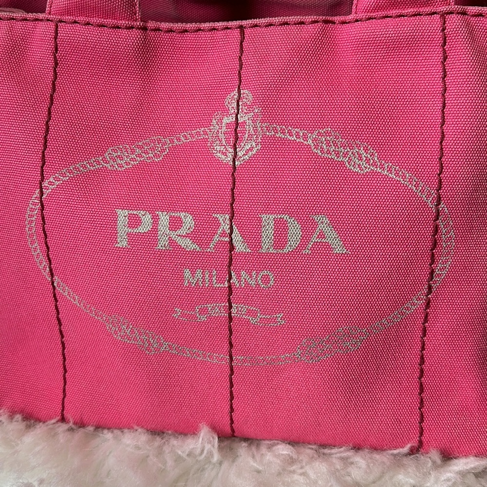 💯Authentic Prada Canapa Tote Pink  Bag🍀 - Picture 4 of 17